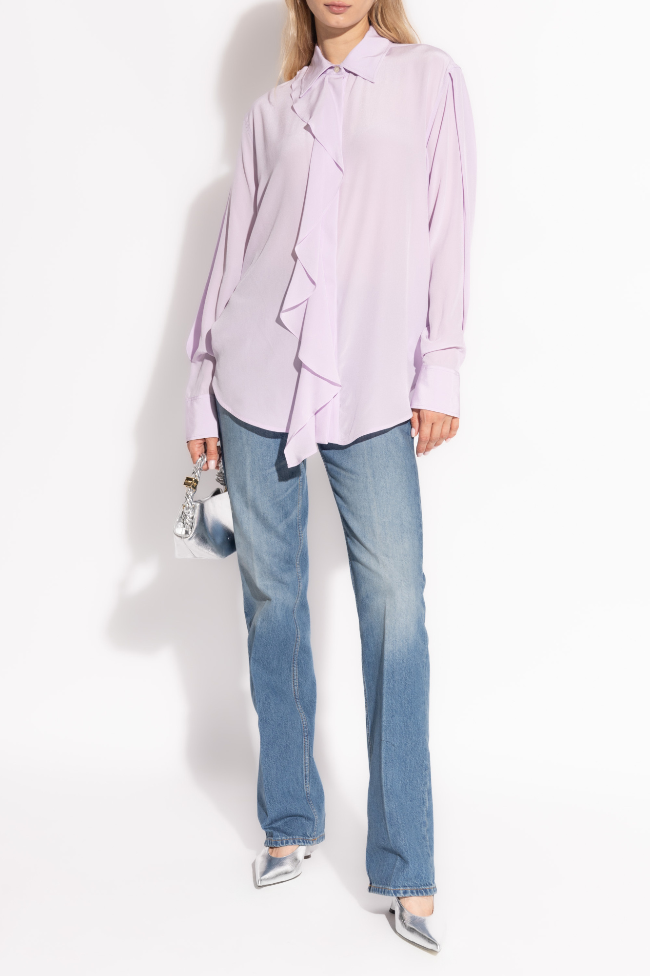 Tシャツ・カットソー Victoria Beckham BLOUSE WITH KNOTTED COLLAR Knitted Polo Neck Bib In Black-Red – Victoria Beckham Inc